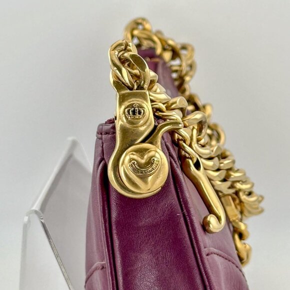 RARE Vintage Y2K Juicy Couture Leather Shoulder Bag with Gold Chain Strap - Picture 10 of 14